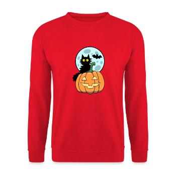 Cat on pumpkin - Unisex Sweatshirt - red - Front - Alina (178cm) & Michal (187cm)