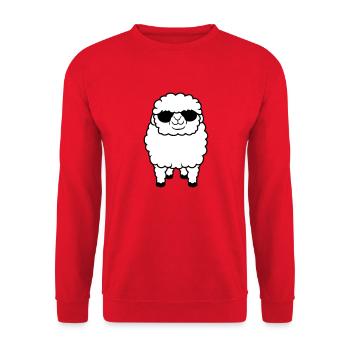 Sheep Sunglasses Party Sheep Lamb Cute Cool - Unisex Sweatshirt - red - Front - Alina (178cm) & Michal (187cm)