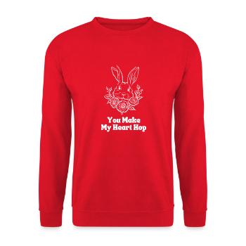 You Make My Heart Hop - Unisex Sweatshirt - red - Front - Alina (178cm) & Michal (187cm)