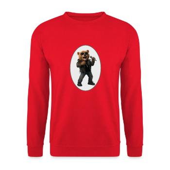 Rockmusik Bär - Unisex Pullover - Rot - Vorne - Alina (178cm) & Michal (187cm)