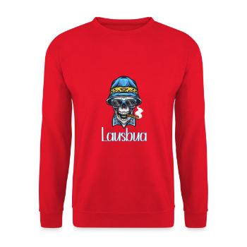 Lausbua Lausbub Lederhosen Trachten - Unisex Pullover - Rot - Vorne - Alina (178cm) & Michal (187cm)
