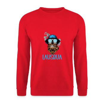 Lausbua Lausbub Lederhosen Trachten - Unisex Pullover - Rot - Vorne - Alina (178cm) & Michal (187cm)