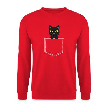 Chat noir animal de poche - Sweat-shirt Unisexe - rouge - Devant - Alina (178cm) & Michal (187cm)