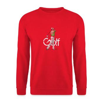 Golfspieler - Unisex Pullover - Rot - Vorne - Alina (178cm) & Michal (187cm)