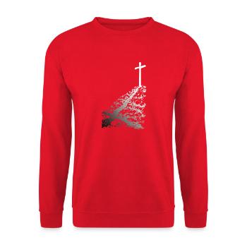 White cross with shadow - Unisex Sweatshirt - red - Front - Alina (178cm) & Michal (187cm)