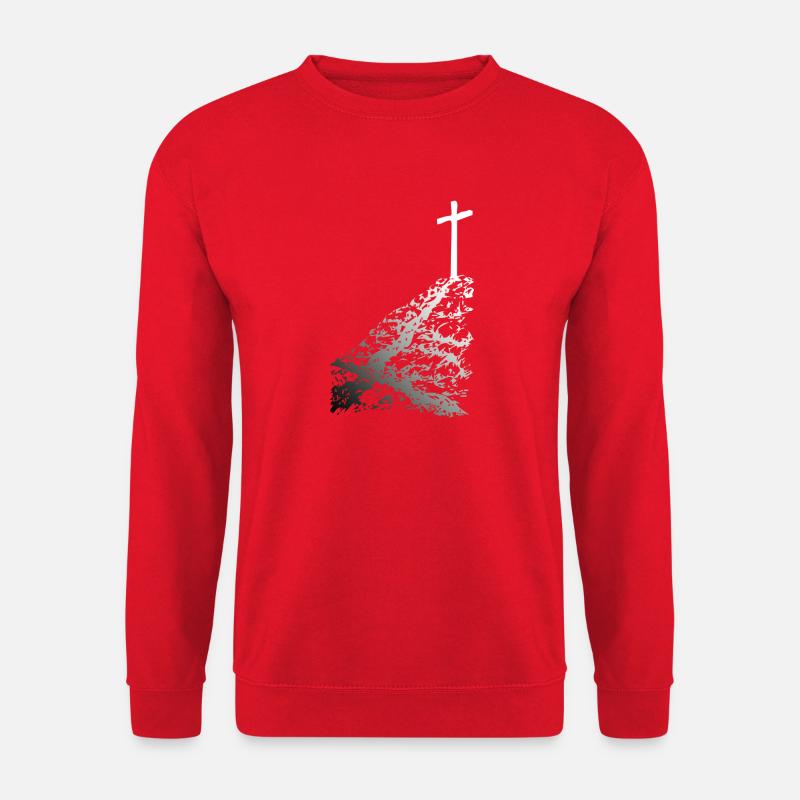 White cross with shadow - Unisex Sweatshirt - red