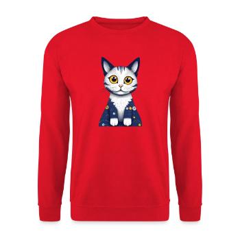 Chat mignon avec de grand yeux, amour des chats - Sweat-shirt Unisexe - rouge - Devant - Alina (178cm) & Michal (187cm)