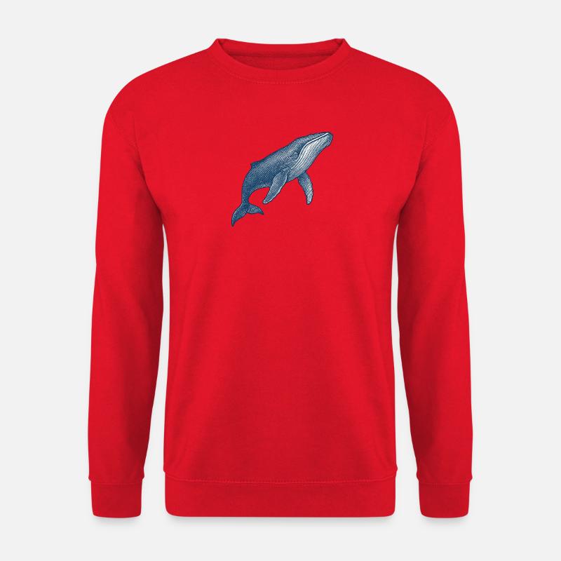 Stilisierte Blauwal-Illustration - Unisex Pullover - Rot