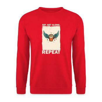 Coffee mug with wings and saying - Unisex Sweatshirt - red - Front - Alina (178cm) & Michal (187cm)