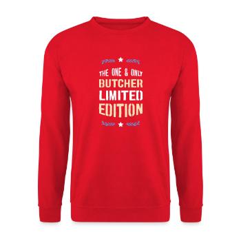 The One & Only Butcher Limited Edition - Unisex Pullover - Rot - Vorne - Alina (178cm) & Michal (187cm)