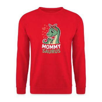  Mommy Saurus Dinosaurier Mama Herzliebe Muttertag - Unisex Pullover - Rot - Vorne - Alina (178cm) & Michal (187cm)