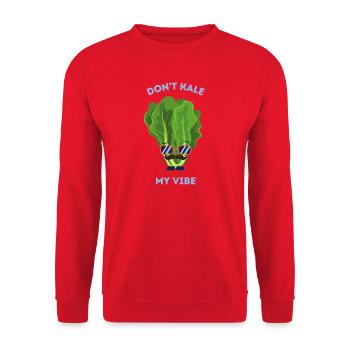 Don't Kale My Vibe Lustiges Veggie-Wortspiel - Unisex Pullover - Rot - Vorne - Alina (178cm) & Michal (187cm)