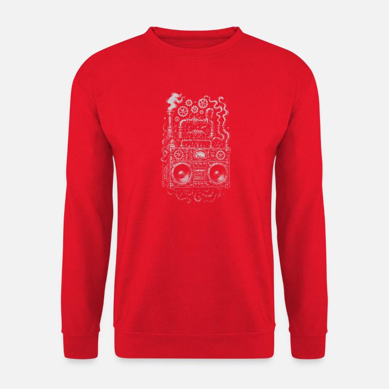 Steampunk Ghettoblaster-Zahnräder - Unisex Pullover - Rot