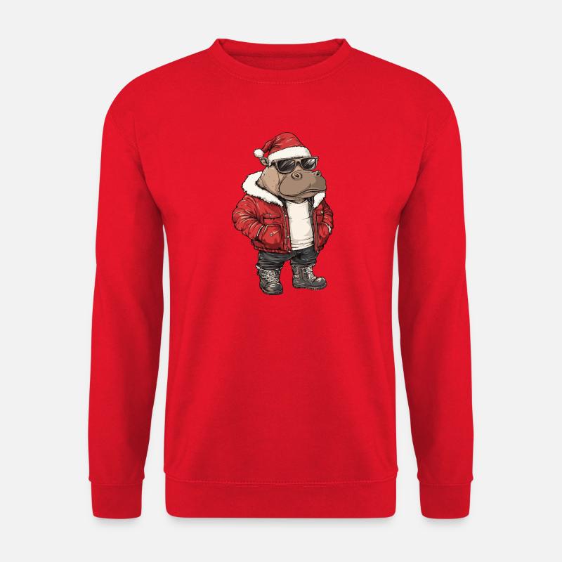 Nilpferd Weihnachten Winter - Unisex Pullover - Rot