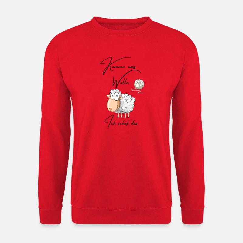 Lustiges Schaf mit Wolle – Cute Comic Tier - Unisex Pullover - Rot