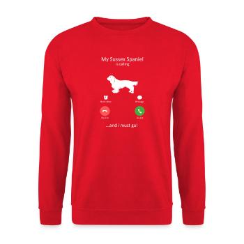 Sussex Spaniel Hund ruft Hund Mama Hund Hund Papa - Unisex Pullover - Rot - Vorne - Alina (178cm) & Michal (187cm)