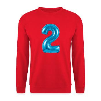 2nd Birthday, Second Birthday Balloon Helium - Unisex Sweatshirt - red - Front - Alina (178cm) & Michal (187cm)