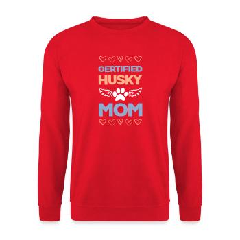 Zertifizierte Husky-Mama - Unisex Pullover - Rot - Vorne - Alina (178cm) & Michal (187cm)