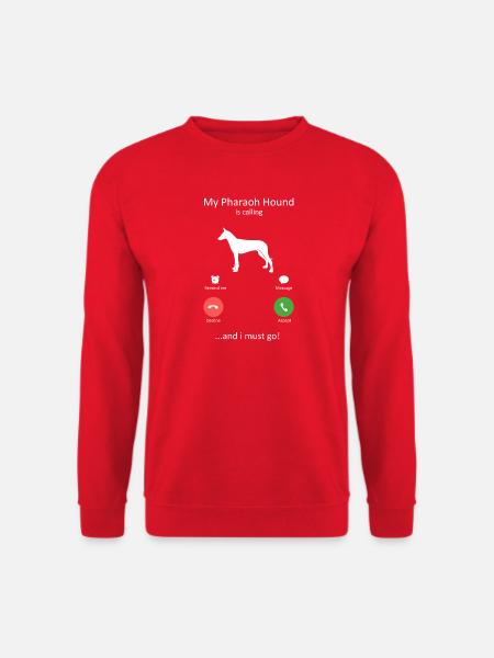 Pharao Hound ruft lustigen Hund an, Telefonalarm - Unisex Pullover - Rot