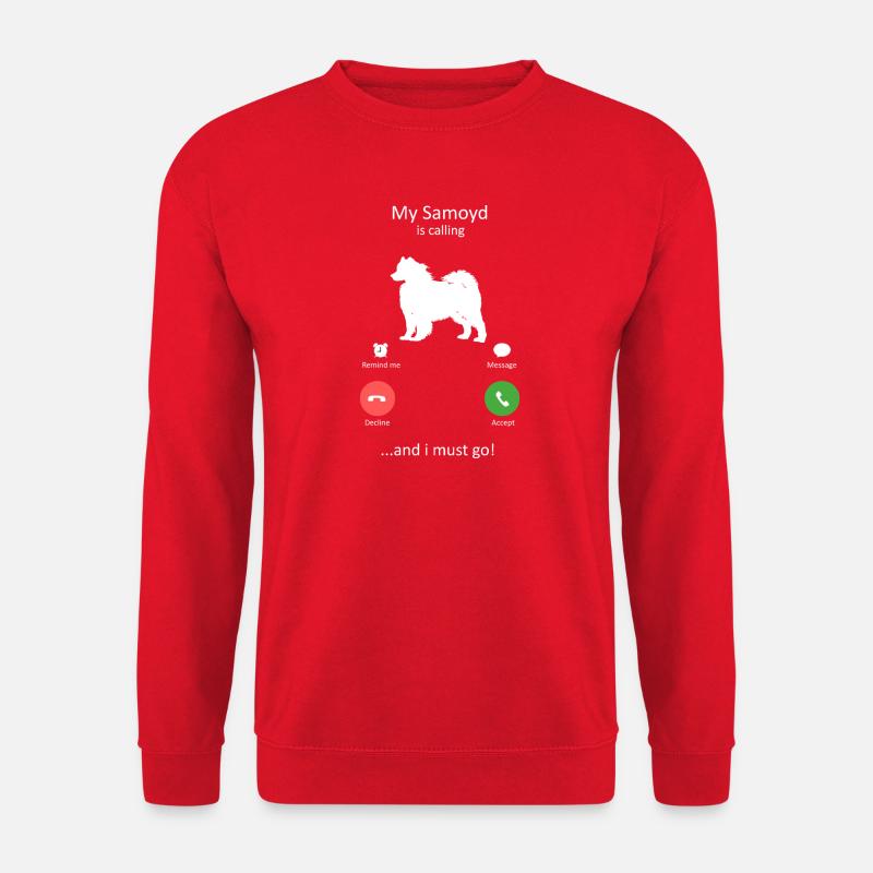 Samojeden ruft lustigen Hund Telefon-Schnittstelle - Unisex Pullover - Rot