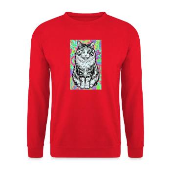 chat - Sweat-shirt Unisexe - rouge - Devant - Alina (178cm) & Michal (187cm)