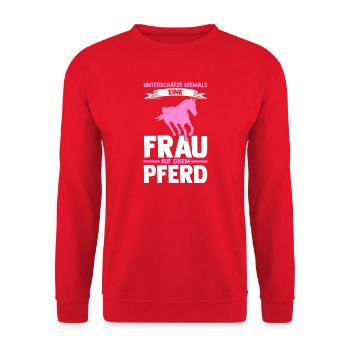 Reiten Pferdeliebhaber Reiterhof Pferde - Unisex Pullover - Rot - Vorne - Alina (178cm) & Michal (187cm)