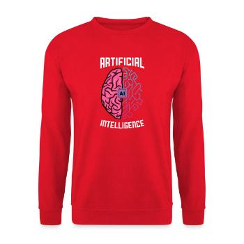 Artificial Intelligence Brain Tech Design - Unisex Sweatshirt - red - Front - Alina (178cm) & Michal (187cm)
