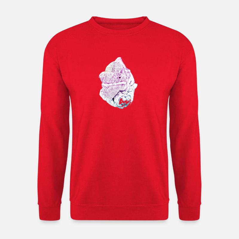 Pastell-Chamäleon Kopf, chameleo calyptratus - Unisex Pullover - Rot