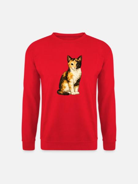 Emmi Polygonkatze Geometrische Niedlichkeit - Unisex Pullover - Rot