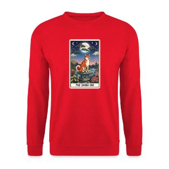 Shiba Inu moonlit night in the garden - Unisex Sweatshirt - red - Front - Alina (178cm) & Michal (187cm)