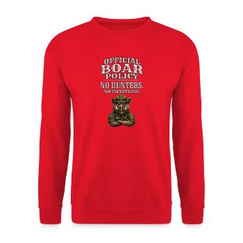 Sécurité des sangliers – Réservé aux sangliers autorisés - Sweat-shirt Unisexe - rouge - Devant - Alina (178cm) & Michal (187cm)