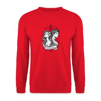 DAS ZEICHEN DER ZWILLINGE - Unisex Pullover - Rot - Vorne - Alina (178cm) & Michal (187cm)