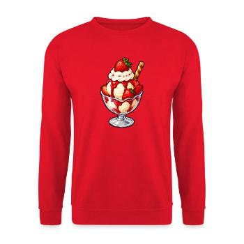 Erdbeer Sundae Glanz - Unisex Pullover - Rot - Vorne - Alina (178cm) & Michal (187cm)