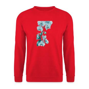 Blaues Orchideenmuster - Unisex Pullover - Rot - Vorne - Alina (178cm) & Michal (187cm)