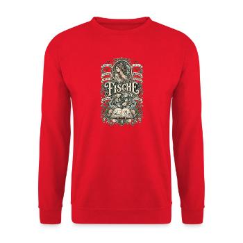 Sternzeichen Fische – Mystisches Zodiac Design - Unisex Pullover - Rot - Vorne - Alina (178cm) & Michal (187cm)