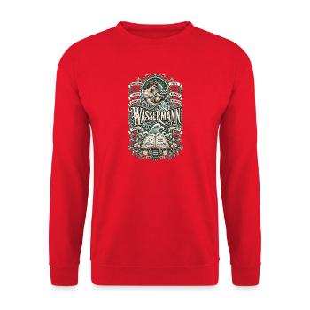 Wassermann – Frei, kreativ & visionär - Unisex Pullover - Rot - Vorne - Alina (178cm) & Michal (187cm)