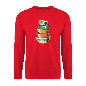 Keramikschalen-Stapel - Unisex Pullover - Rot - Vorne - Alina (178cm) & Michal (187cm)