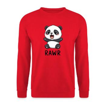 Süßer Panda Cartoon Brüllender Chibi - Unisex Pullover - Rot - Vorne - Alina (178cm) & Michal (187cm)