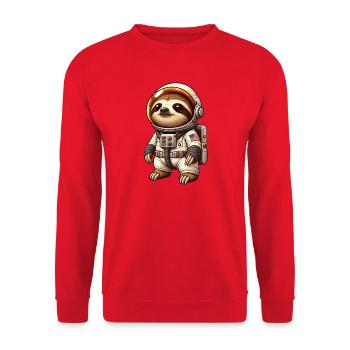 Faultier Astronaut Weltraum Cartoon Forscher - Unisex Pullover - Rot - Vorne - Alina (178cm) & Michal (187cm)