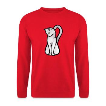 Mondbeschienenes weißes Katzen-Aquarell - Unisex Pullover - Rot - Vorne - Alina (178cm) & Michal (187cm)