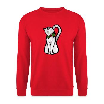 Winter-Stechpalmenkatzen-Aquarell - Unisex Pullover - Rot - Vorne - Alina (178cm) & Michal (187cm)