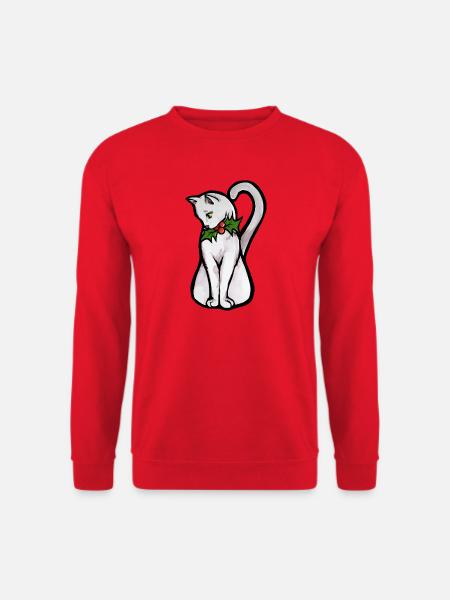 Winter-Stechpalmenkatzen-Aquarell - Unisex Pullover - Rot