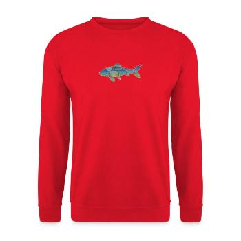 Farbverlauf Muster Schillernder Koi Fisch - Unisex Pullover - Rot - Vorne - Alina (178cm) & Michal (187cm)