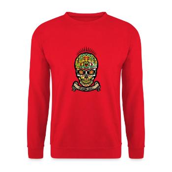 tete de mort mexicaine crane skull mexicain - Sweat-shirt Unisexe - rouge - Devant - Alina (178cm) & Michal (187cm)