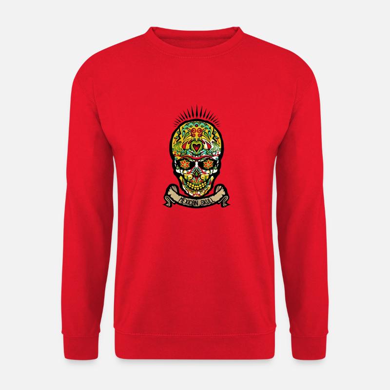 Mexikanischen Totenkopf crane skull mexikanische - Unisex Pullover - Rot
