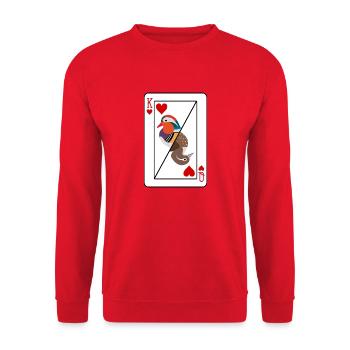Mandarinen Ente Spielkarte - Unisex Pullover - Rot - Vorne - Alina (178cm) & Michal (187cm)