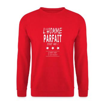 L'homme parfait existe - Sweat-shirt Unisexe - rouge - Devant - Alina (178cm) & Michal (187cm)