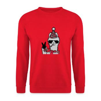 Anniversaire Pas de drame Lama - Sweat-shirt Unisexe - rouge - Devant - Alina (178cm) & Michal (187cm)