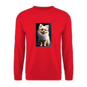 Pomeranian "Bella" - Sweat-shirt Unisexe - rouge - Devant - Alina (178cm) & Michal (187cm)