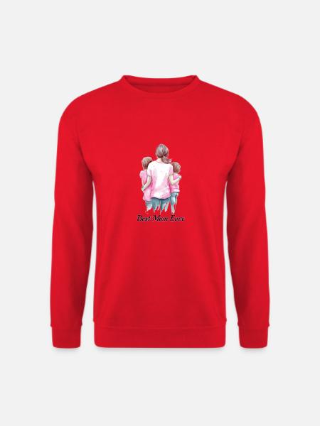 Mutter und Kinder von hinten - Unisex Pullover - Rot